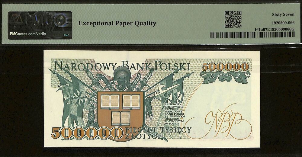 Poland - 500.000 Zlotych 1993 - Pick # 161a - PMG 67 EPQ