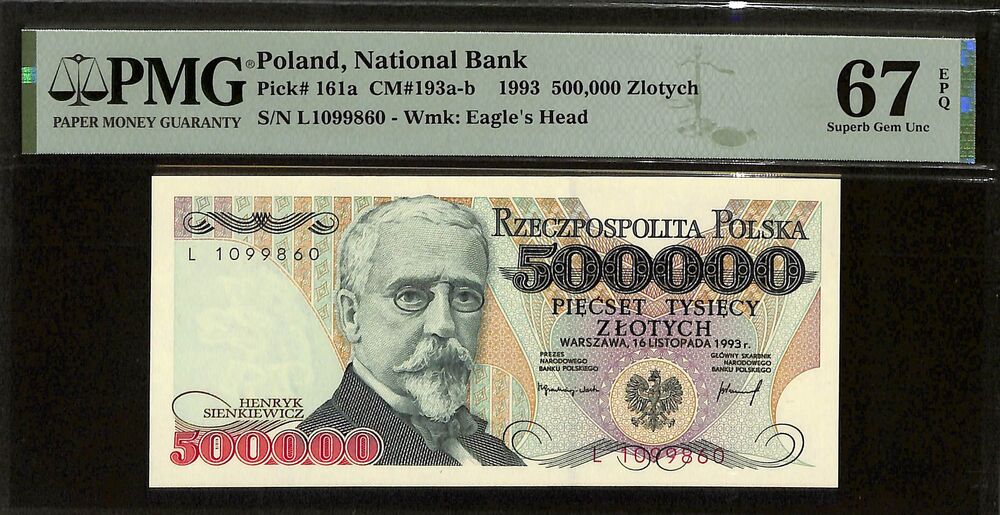 Poland - 500.000 Zlotych 1993 - Pick # 161a - PMG 67 EPQ