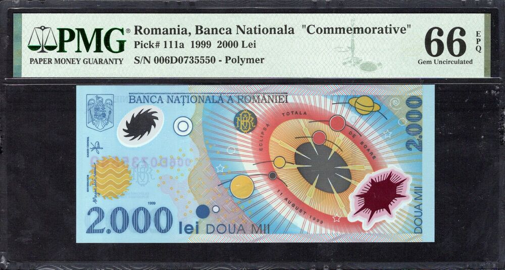 Romania - 2000 Lei 1999 - Pick # 111a - COMMEMORATIVE - PMG 66 EPQ