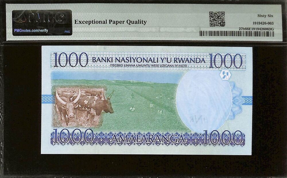 Rwanda - 1000 Francs 1998 - Pick # 27b - PMG 66 EPQ