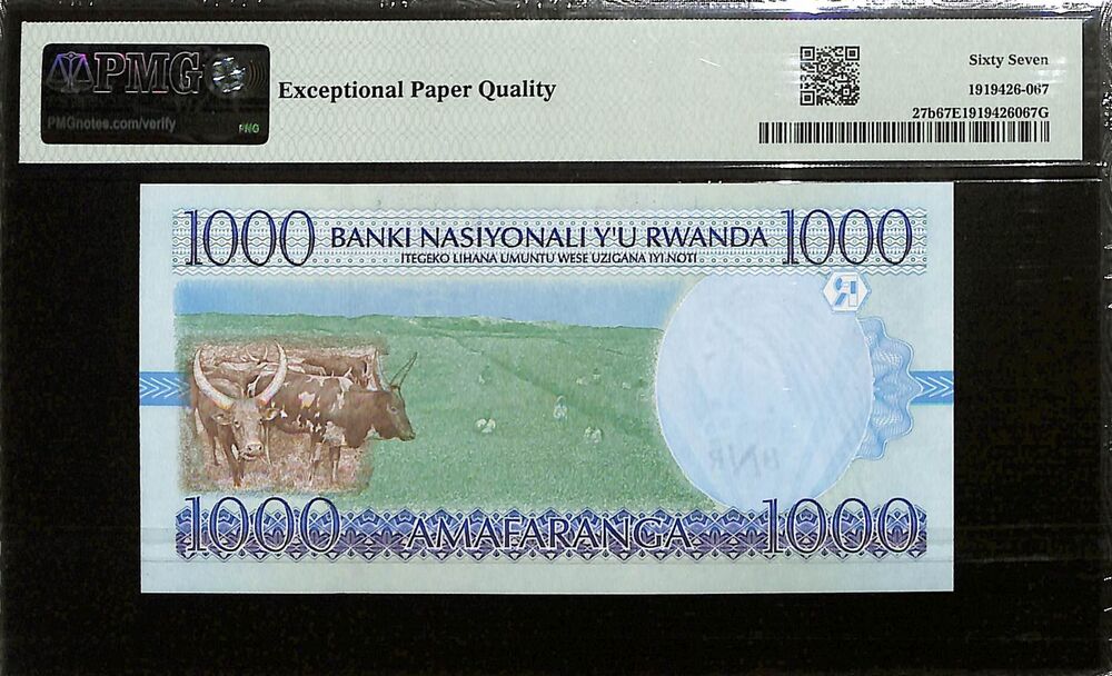 Rwanda - 1000 Francs 1998 - Pick # 27b - PMG 67 EPQ