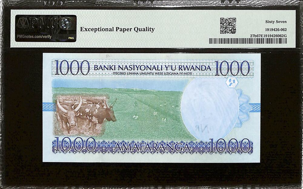 Rwanda - 1000 Francs 1998 - Pick # 27b - PMG 67 EPQ