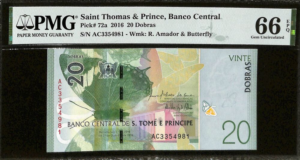 Saint Thomas And Prince - 20 Dobras 2016 - Pick # 72a - PMG 66 EPQ