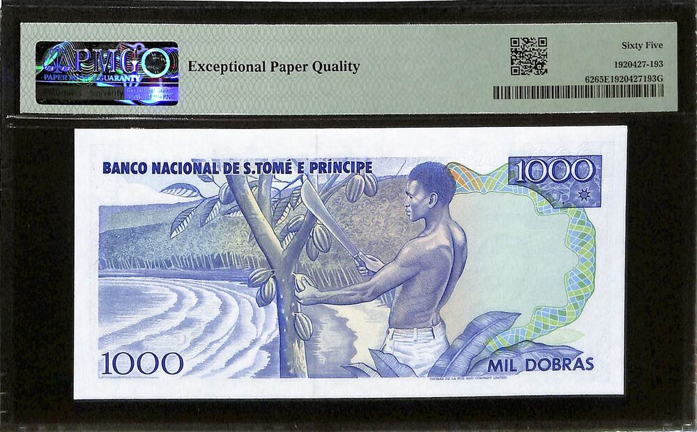 Saint Thomas And Prince - 1000 Dobras 1989 - Pick # 62 - PMG 65 EPQ
