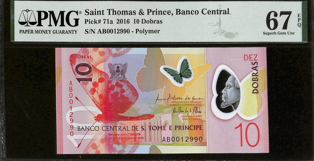 Saint Thomas And Prince - 10 Dobras 2016 - Pick # 71a - PMG 67 EPQ