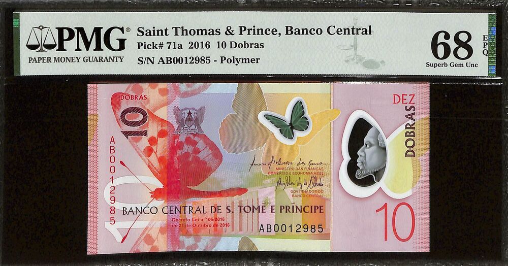 Saint Thomas And Prince - 10 Dobras 2016 - Pick # 71a - PMG 68 EPQ