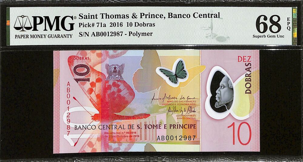 Saint Thomas And Prince - 10 Dobras 2016 - Pick # 71a - PMG 68 EPQ