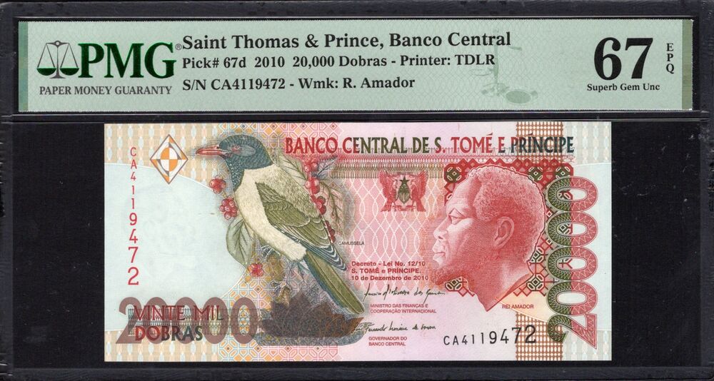 Saint Thomas And Prince - 20.000 Dobras 2010 - Pick # 67d - PMG 67 EPQ