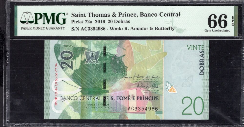 Saint Thomas And Prince - 20 Dobras 2016 - Pick # 72a - PMG 66 EPQ