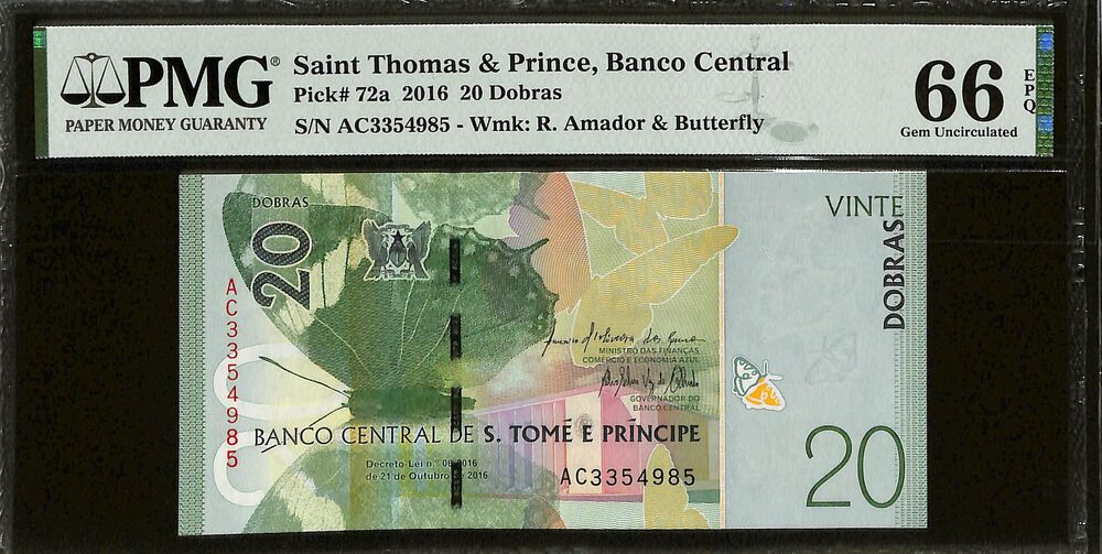 Saint Thomas And Prince - 20 Dobras 2016 - Pick # 72a - PMG 66 EPQ
