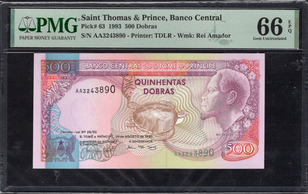 Saint Thomas And Prince - 500 Dobras 1993 - Pick # 63 - PMG 66 EPQ