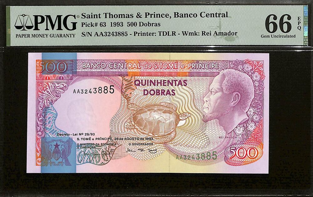 Saint Thomas And Prince - 500 Dobras 1993 - Pick # 63 - PMG 66 EPQ