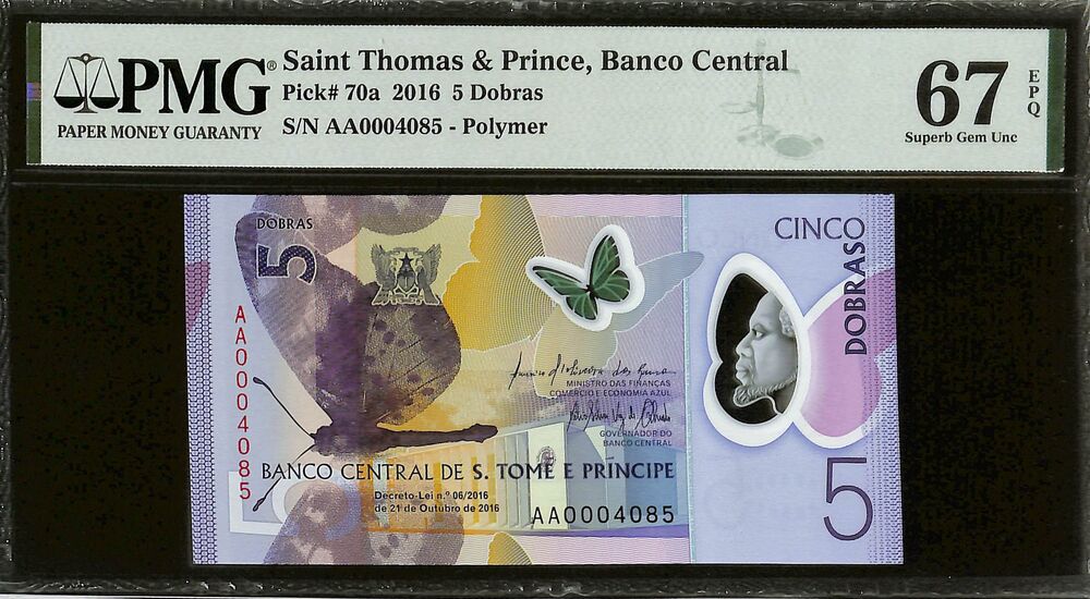 Saint Thomas And Prince - 5 Dobras 2016 - Pick # 70a - PMG 67 EPQ