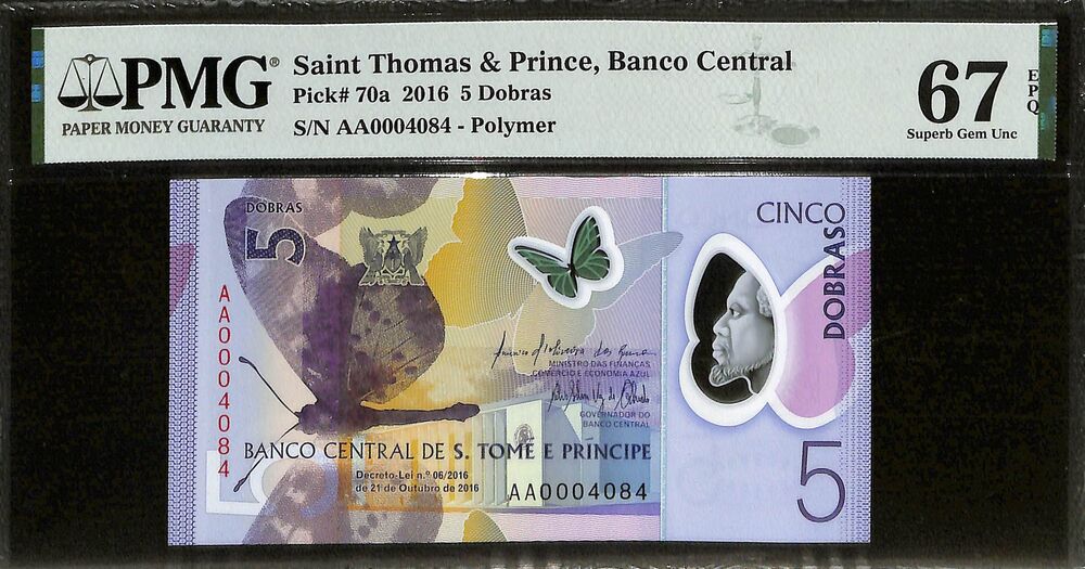 Saint Thomas And Prince - 5 Dobras 2016 - Pick # 70a - PMG 67 EPQ