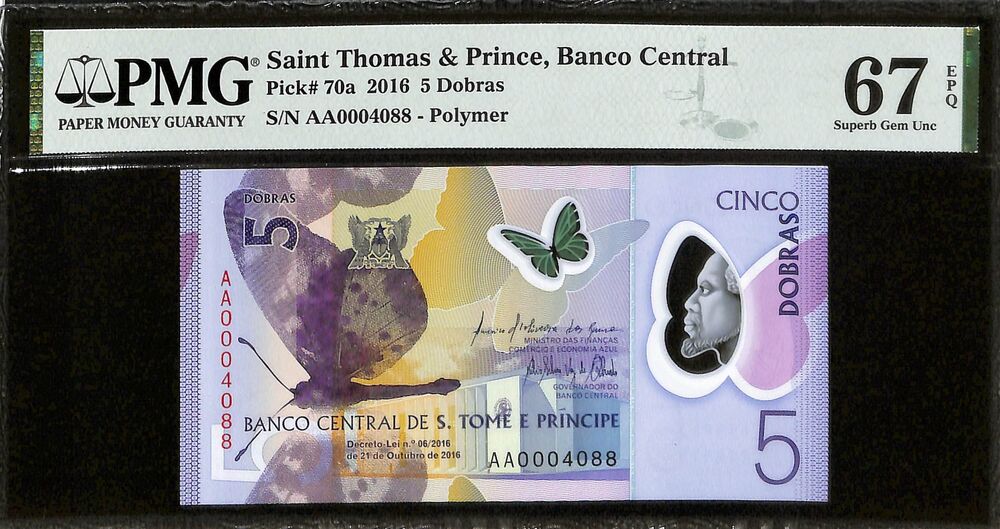 Saint Thomas And Prince - 5 Dobras 2016 - Pick # 70a - PMG 67 EPQ