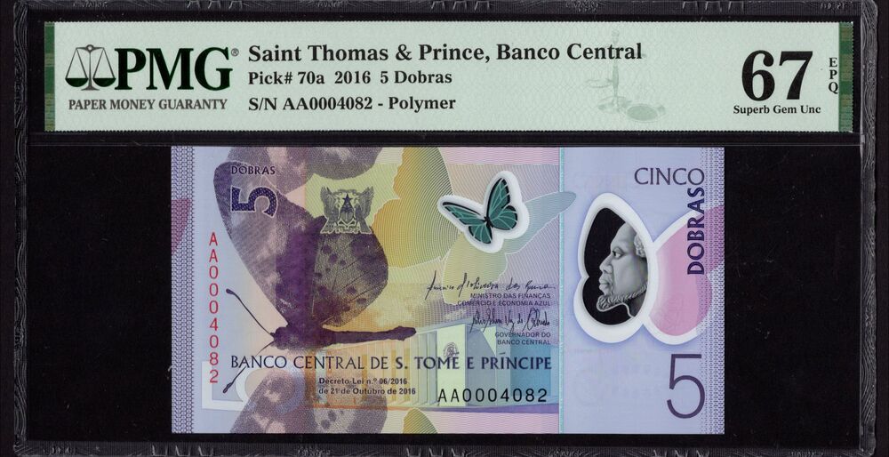 Saint Thomas & Prince - 5 Dobras 2016 - Pick # 70a - PMG 67 EPQ