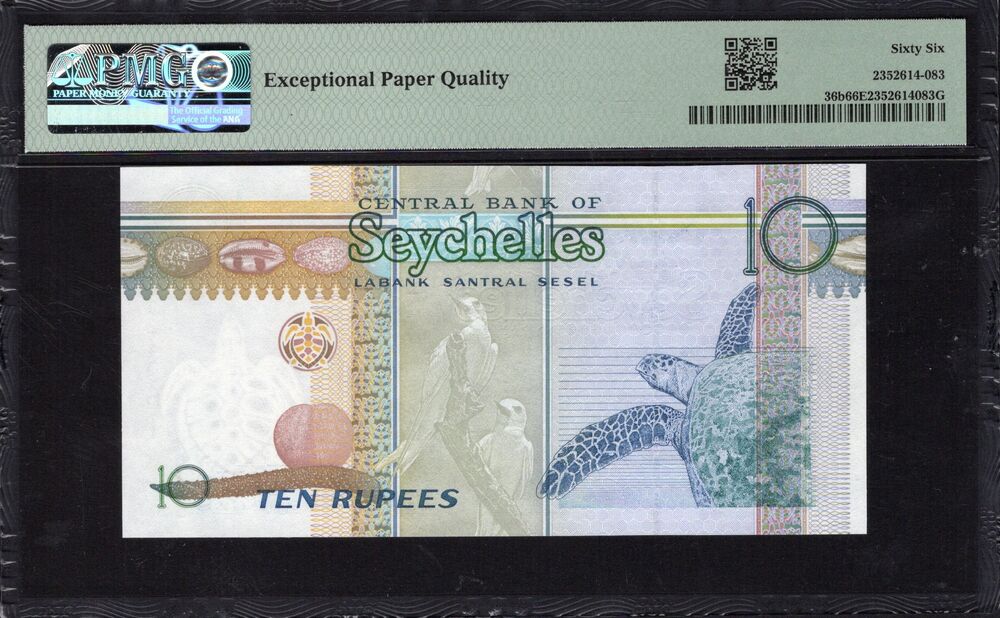 Seychelles - 10 Rupees ND (1998-2010) - Pick # 36b - PMG 66 EPQ