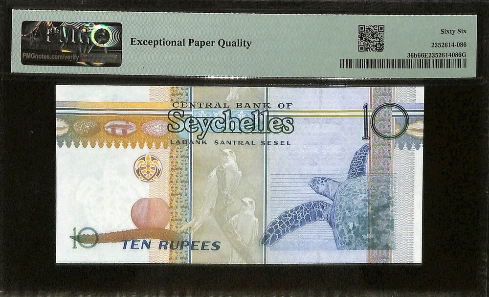 Seychelles - 10 Rupees ND (1998-2010) - Pick # 36b - PMG 66 EPQ