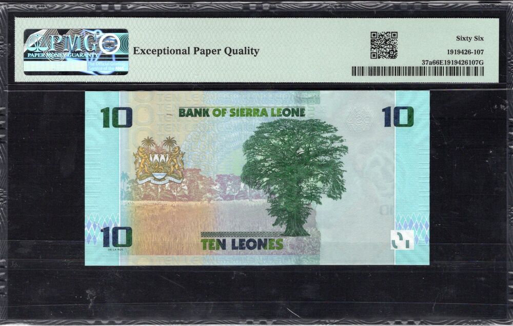 Sierra Leone - 10 Leones 2022 - Pick # 37a - PMG 66 EPQ