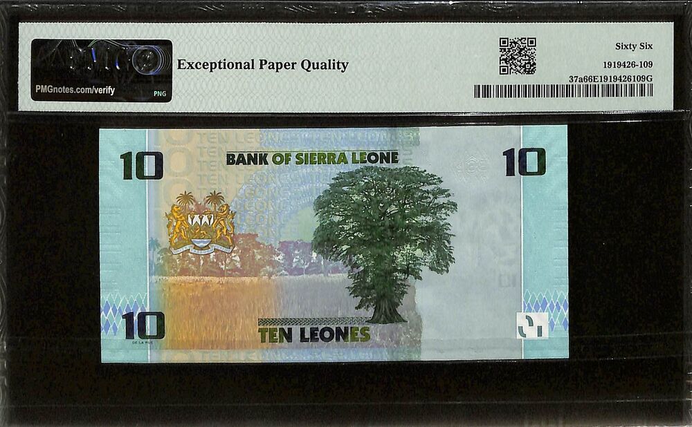 Sierra Leone - 10 Leones 2022 - Pick # 37a - PMG 66 EPQ
