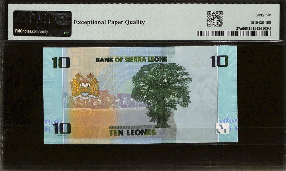 Sierra Leone - 10 Leones 2022 - Pick # 37a - PMG 66 EPQ