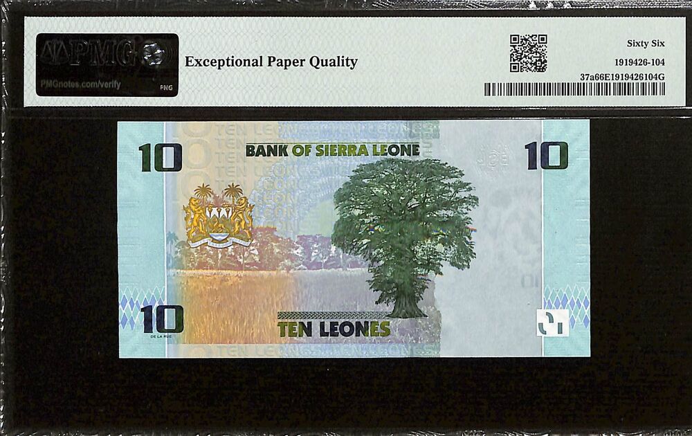 Sierra Leone - 10 Leones 2022 - Pick # 37a - PMG 66 EPQ