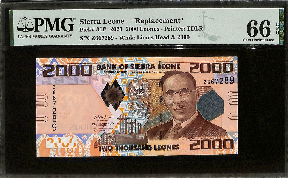 Sierra Leone - 2000 Leones 2021 - Pick # 31f - REPLACEMENT - PMG 66 EPQ