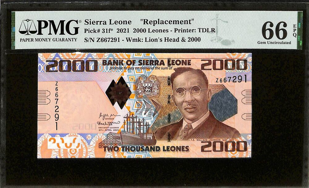 Sierra Leone - 2000 Leones 2021 - Pick # 31f - REPLACEMENT - PMG 66 EPQ