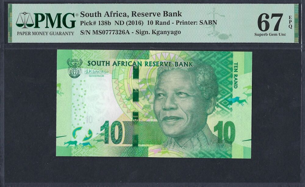 South Africa - 10 Rand ND (2016) - Pick # 138b - PMG 67 EPQ