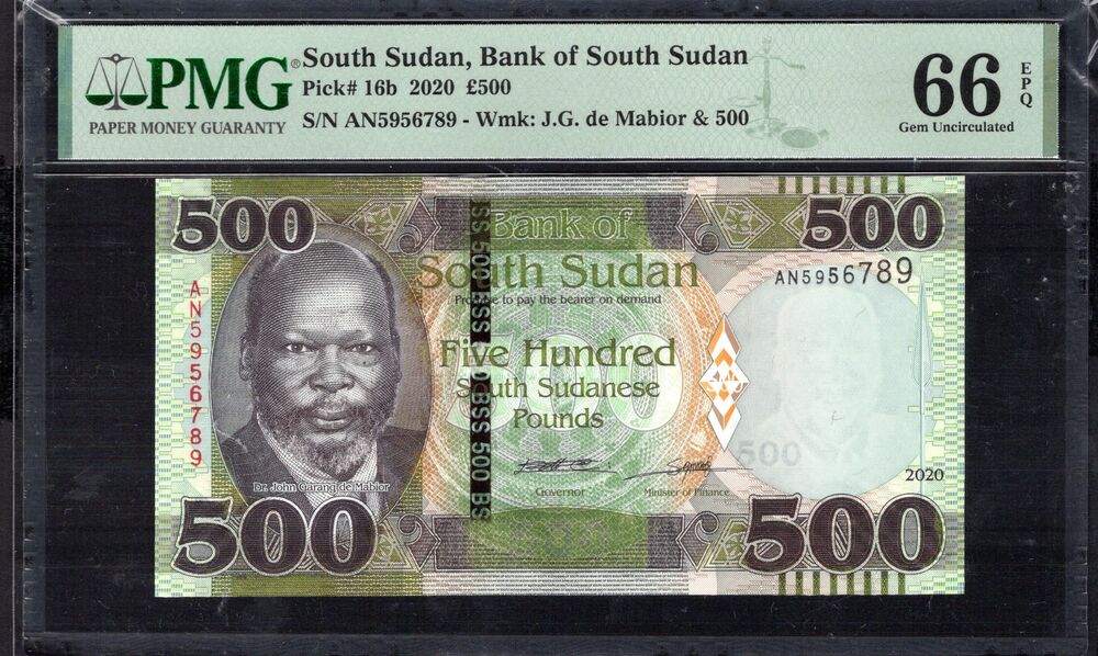 South Sudan - 500 Pounds 2020 - Pick # 16b - PMG 66 EPQ