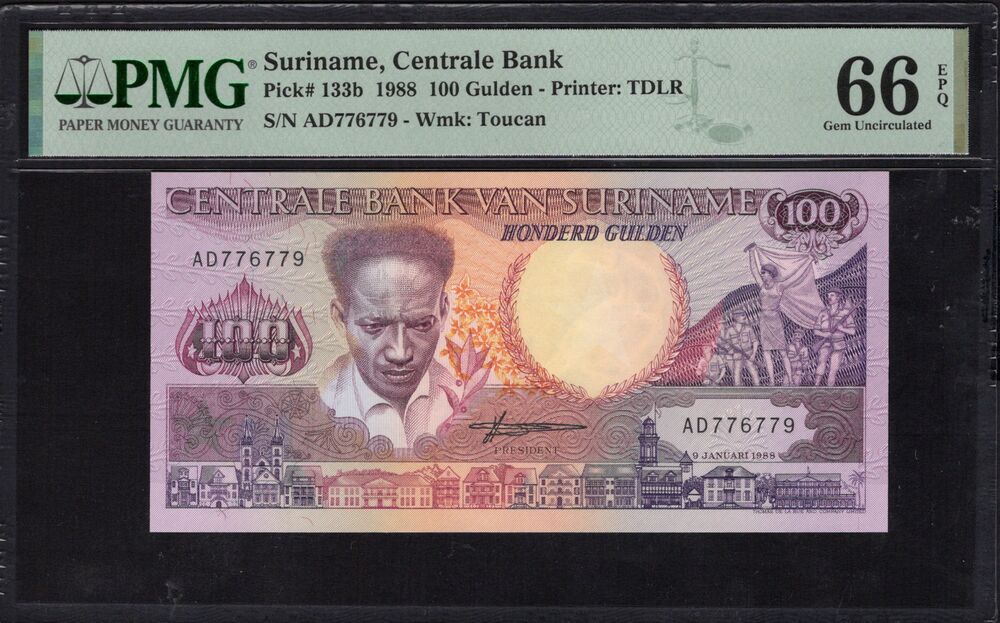 Suriname - 100 Gulden 1988 - Pick # 133b - PMG 66 EPQ