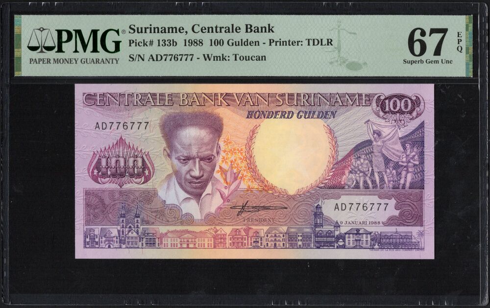 Suriname - 100 Gulden 1988 - Pick # 133b - PMG 67 EPQ