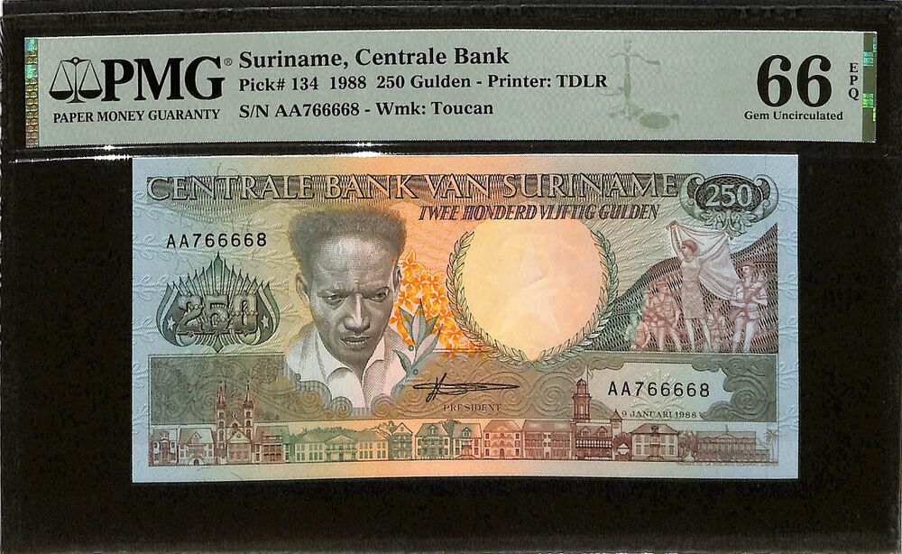Suriname - 250 Gulden 1988 - Pick # 134 - PMG 66 EPQ