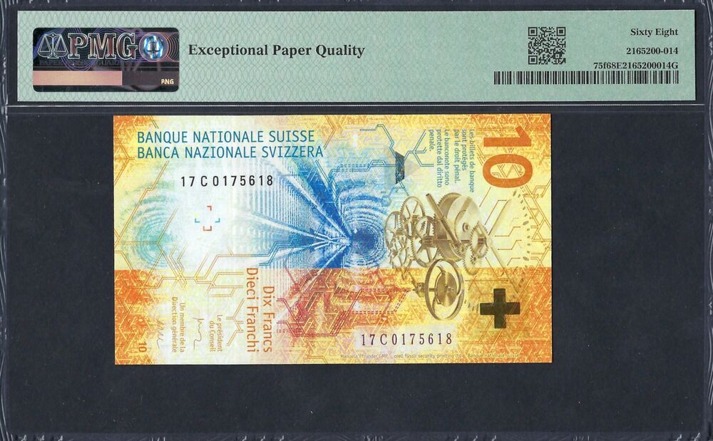 Switzerland - 10 Franken 2017 - Pick # 75f - PMG 68 EPQ