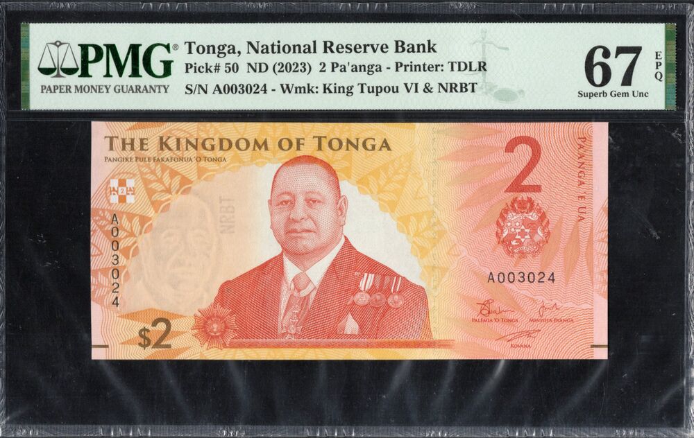 Tonga - 2 Pa'anga ND (2023) - Pick # 50 - PMG 67 EPQ