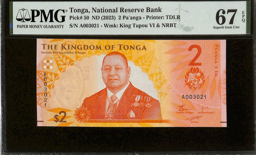Tonga - 2 Pa´anga ND (2023) - Pick # 50 - PMG 67 EPQ