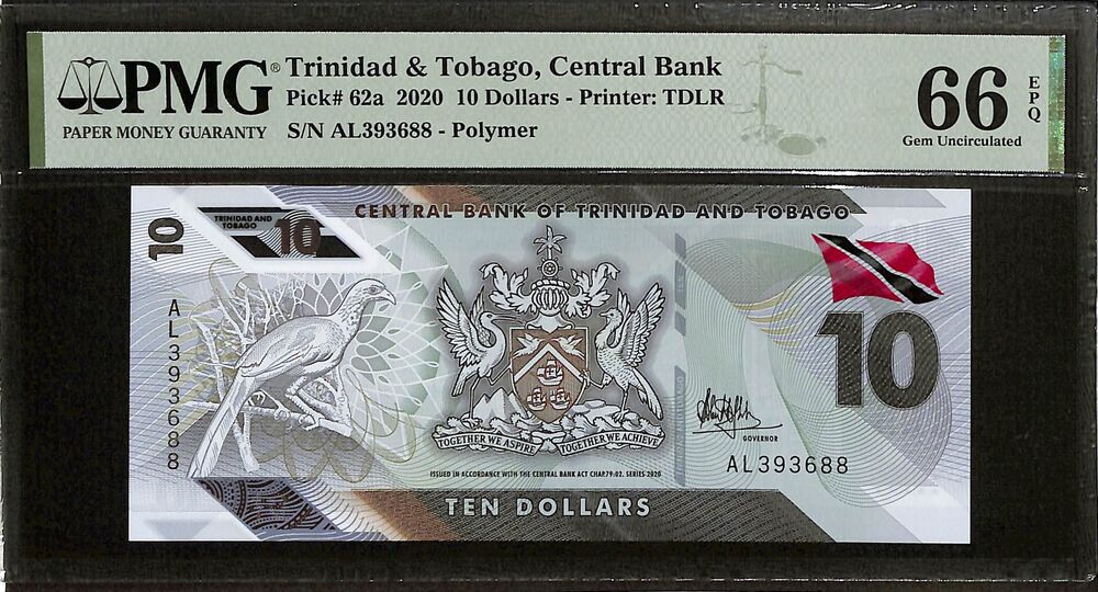 Trinidad And Tobago - 10 Dollars 2020 - Pick # 62a - PMG 66 EPQ