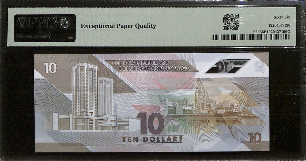 Trinidad And Tobago - 10 Dollars 2020 - pick # 62a - PMG 66 EPQ
