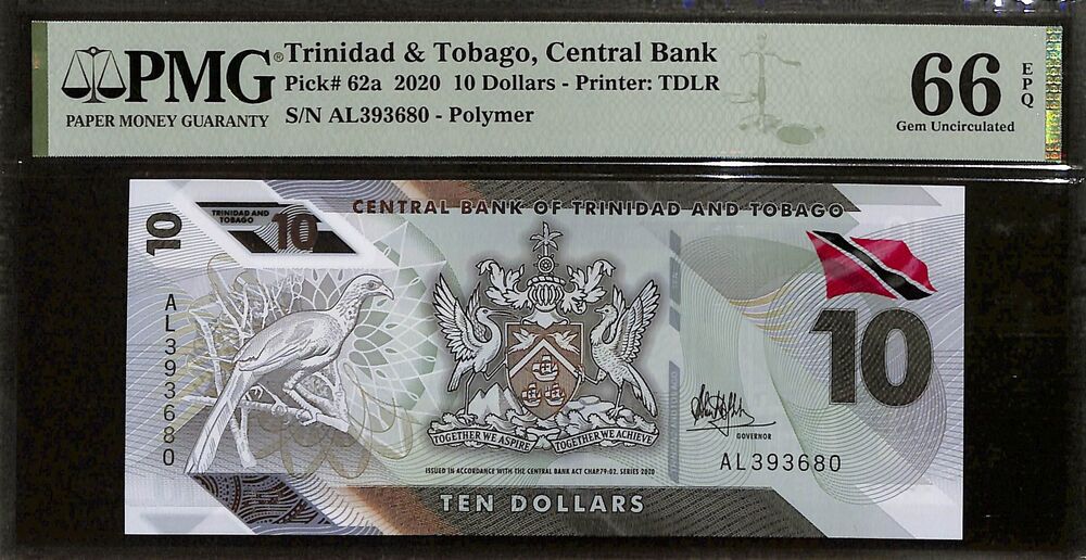Trinidad And Tobago - 10 Dollars 2020 - pick # 62a - PMG 66 EPQ