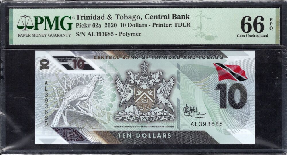 Trinidad & Tobago - 10 Dollars 2020 - Pick # 62a - PMG 66 EPQ