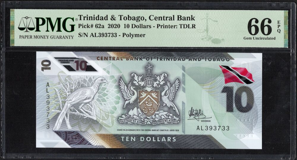Trinidad & Tobago - 10 Dollars 2020 - Pick # 62a - PMG 66 EPQ