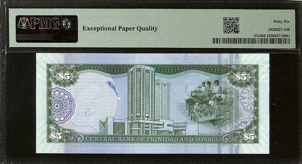 Trinidad & Tobago - 5 Dollars 2006 - Pick # 47c - PMG 66 EPQ