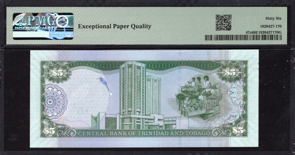 Trinidad & Tobago - 5 Dollars 2006 - Pick # 47c - PMG 66 EPQ