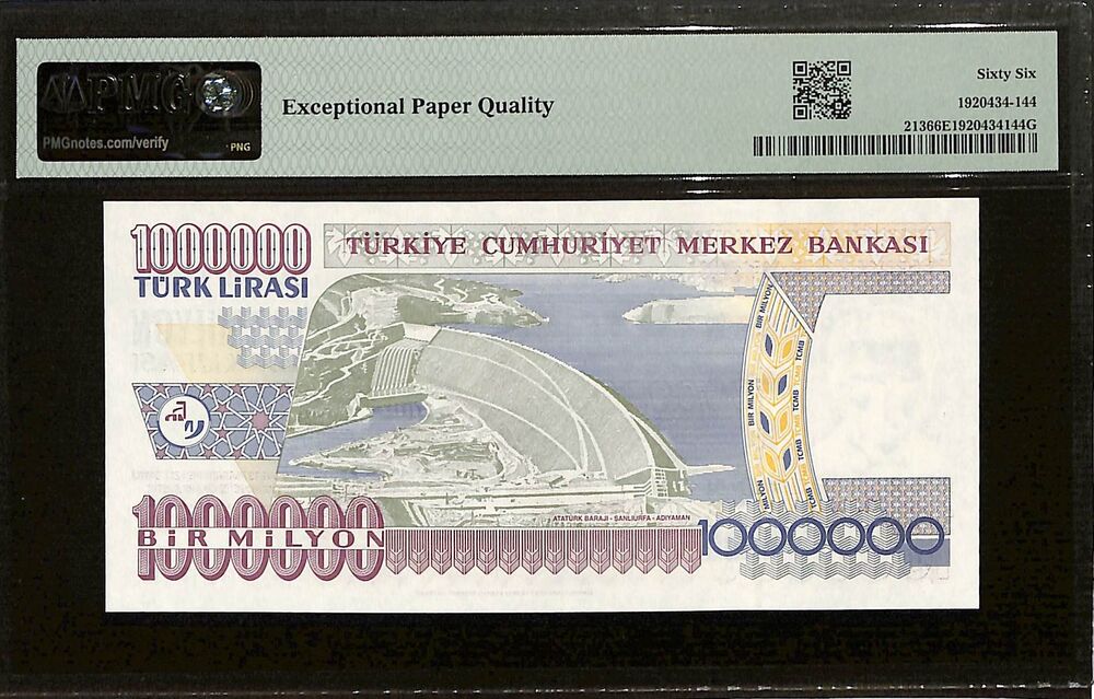 Turkey - 1.000.000 Lirasi 1970 (ND 2002) - Pick # 213 - PMG 66 EPQ