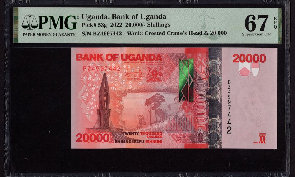 Uganda - 20.000 Shillings 2022 - Pick # 53g - PMG 67 EPQ