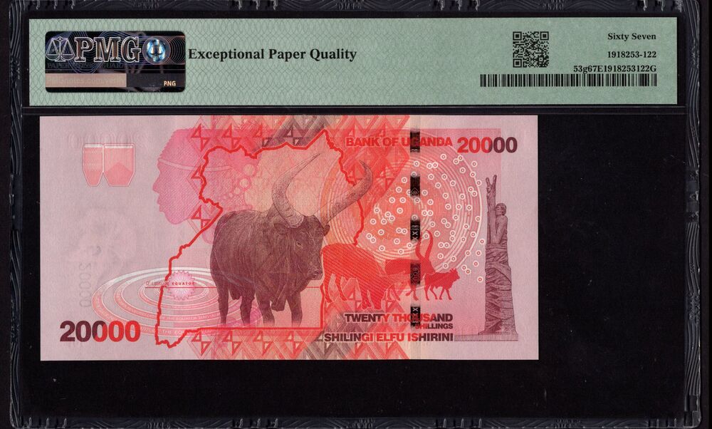 Uganda - 20.000 Shillings 2022 - Pick # 53g - PMG 67 EPQ