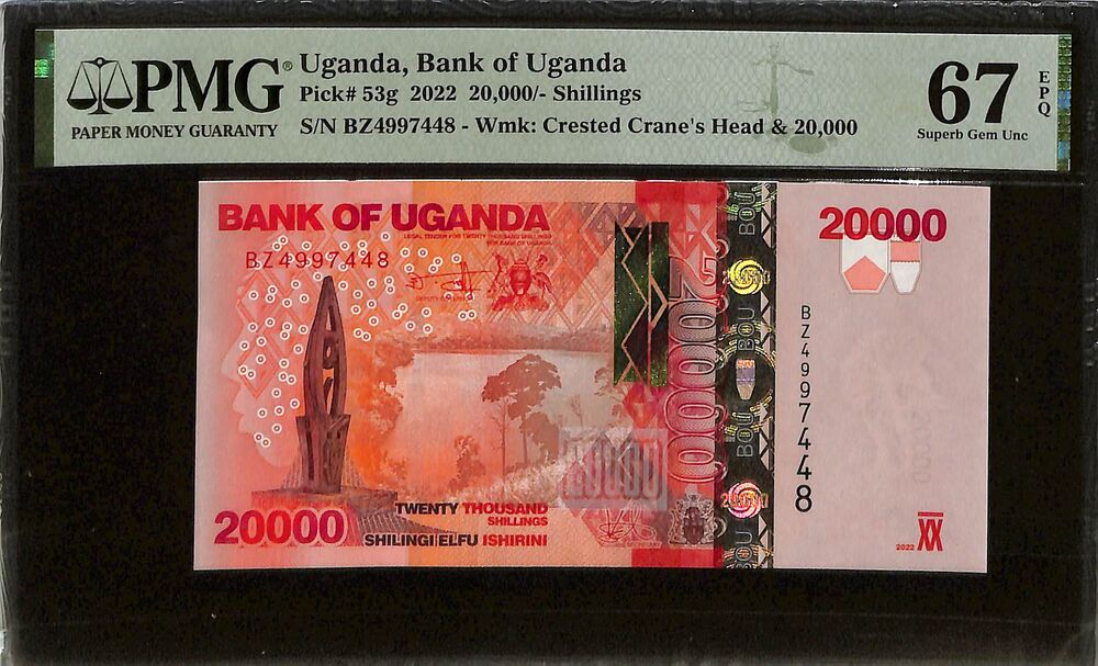 Uganda - 20.000 Shillings 2022 - Pick # 53g - PMG 67 EPQ