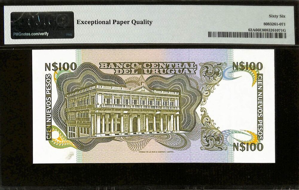 Uruguay - 100 Nuevos Pesos ND (1987) - Pick # 62A - PMG 66 EPQ
