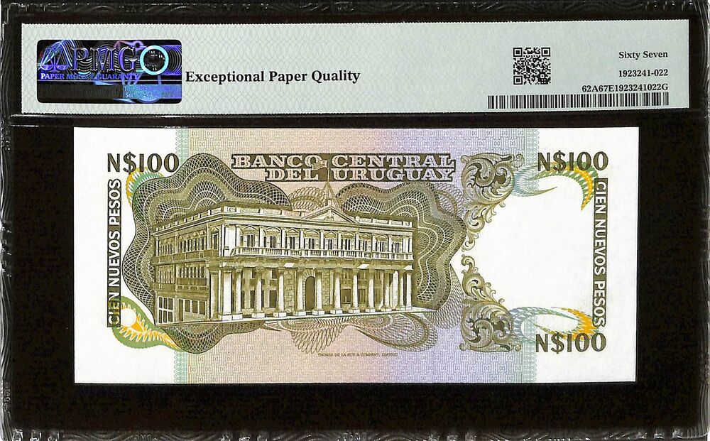 Uruguay - 100 Nuevos Pesos ND (1987) - Pick # 62A - PMG 67 EPQ
