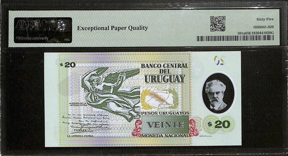 Uruguay - 20 Pesos Uruguayos 2020 - Pick # 101a - PMG 65 EPQ